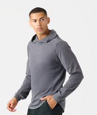 Aviation Tee Hooded LS Washed Charcoal Gray