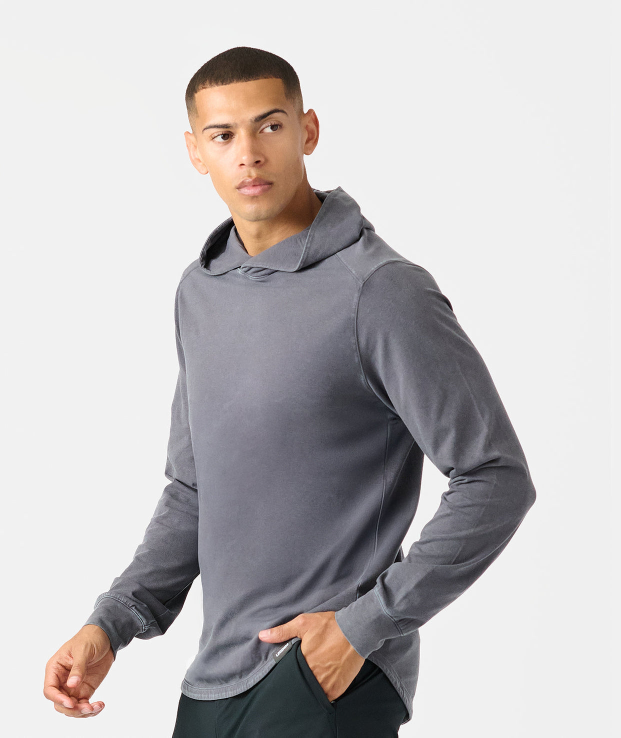 Aviation Tee Hooded LS Washed Charcoal Gray