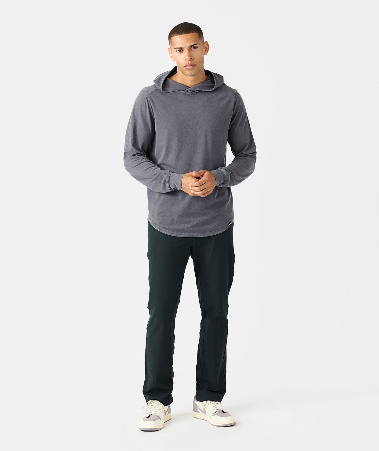 Aviation Tee Hooded LS Washed Charcoal Gray