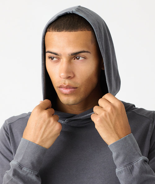 Aviation Tee Hooded LS Washed Charcoal Gray