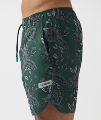 Luka Short Vintage Floral Dark Moss