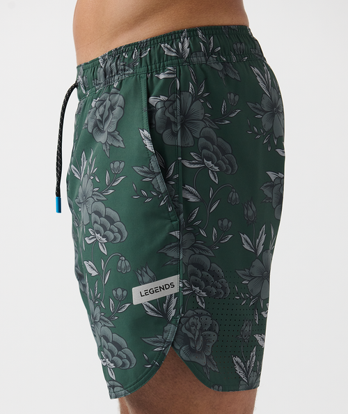 Luka Short Vintage Floral Dark Moss