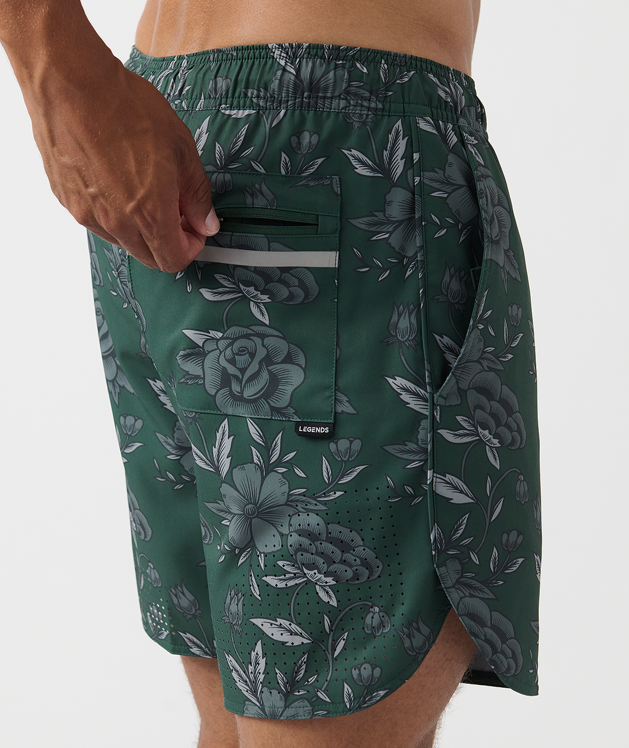 Luka Short Vintage Floral Dark Moss