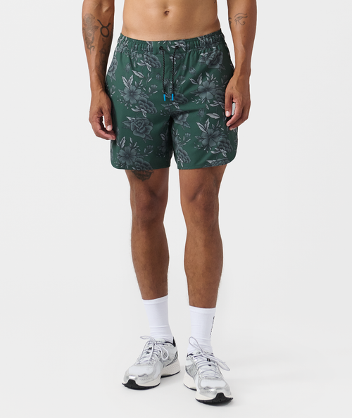 Luka Short Vintage Floral Dark Moss