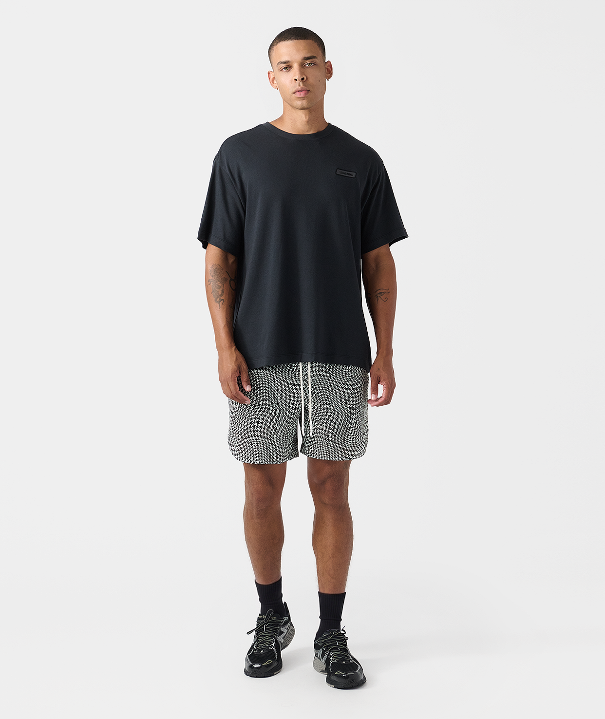 Luka Mesh Short Warped Houndstooth Faded Black