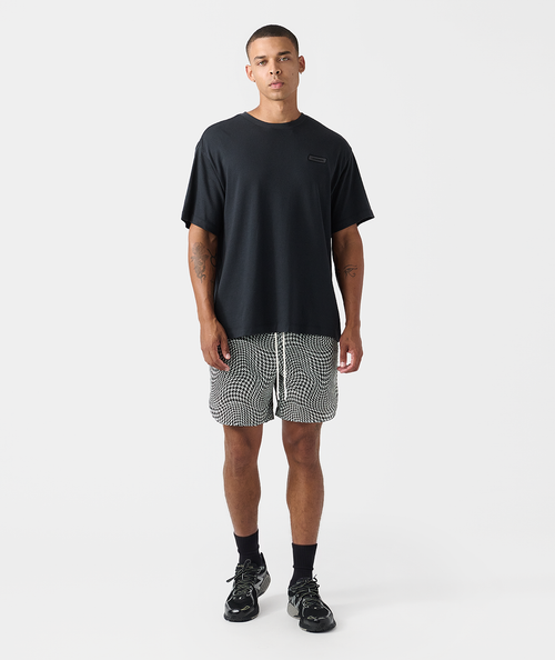 Luka Mesh Short Warped Houndstooth Faded Black
