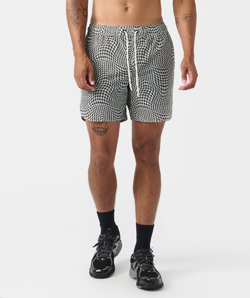 Luka Mesh Short Warped Houndstooth Faded Black