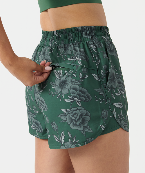 Leni Short Vintage Floral Dark Moss