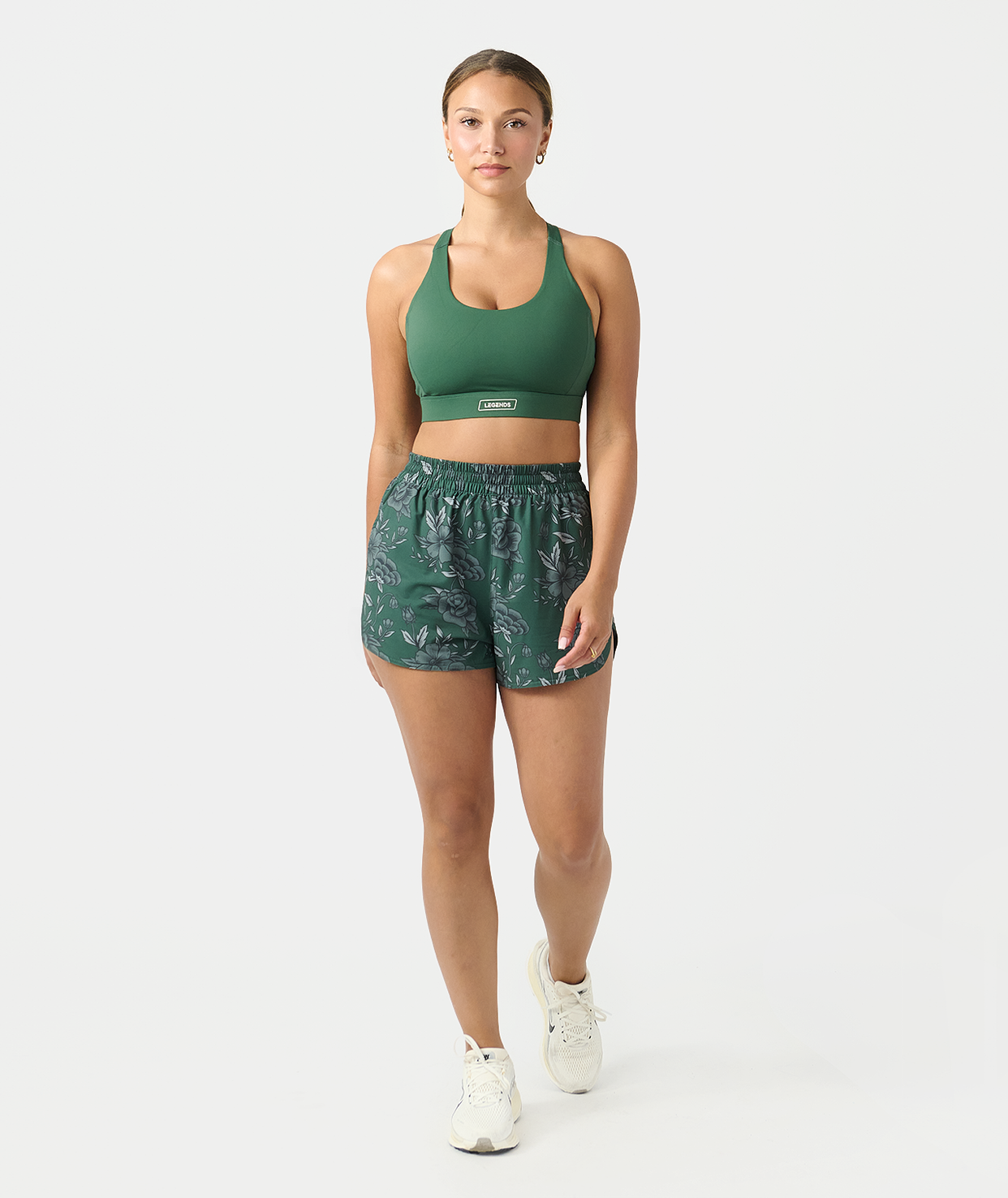 Leni Short Vintage Floral Dark Moss
