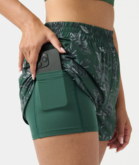 Leni Short Vintage Floral Dark Moss