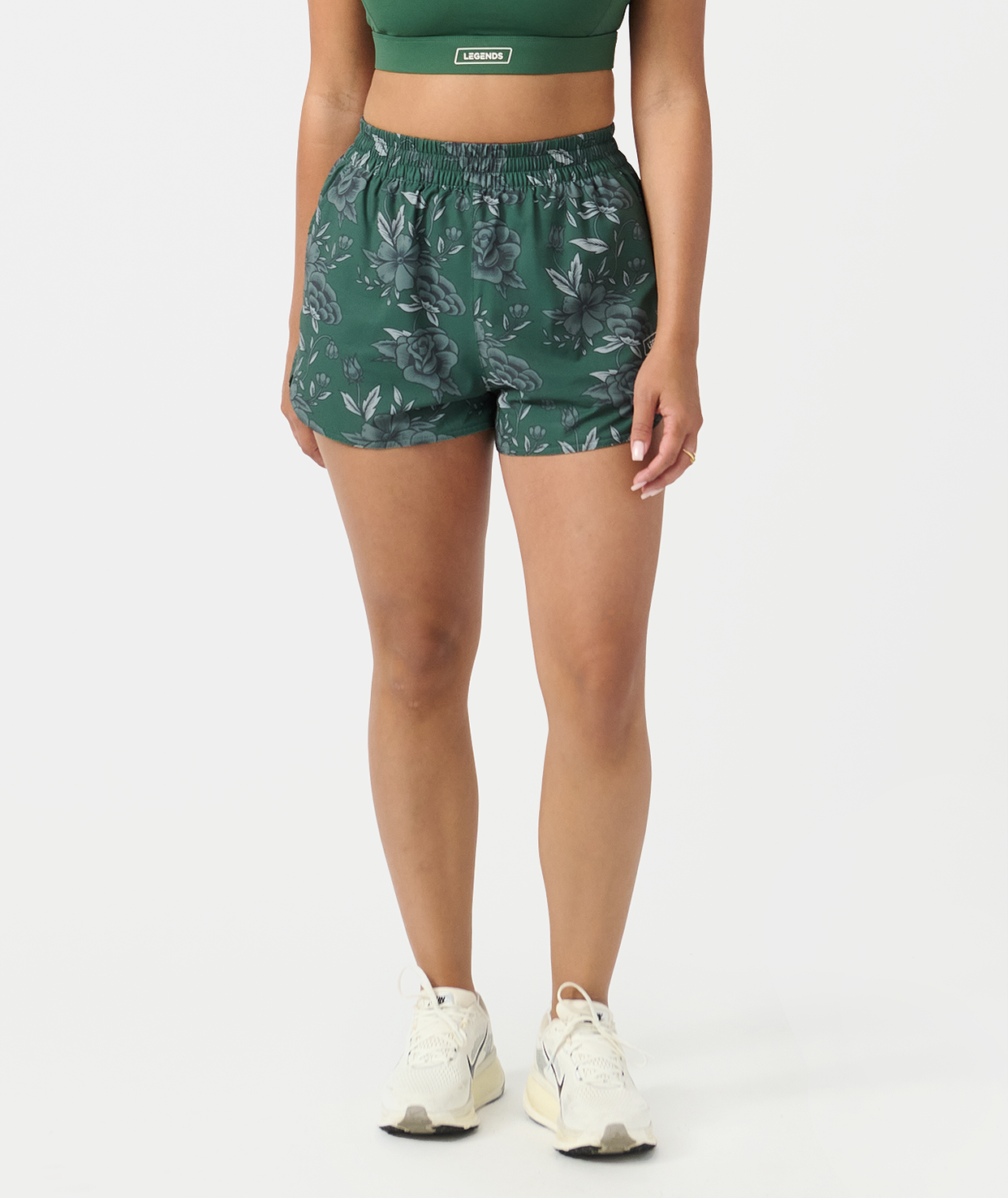 Leni Short Vintage Floral Dark Moss