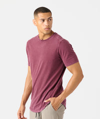 Aviation Tee Curved Hem Washed Fig