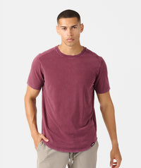 Aviation Tee Curved Hem Washed Fig