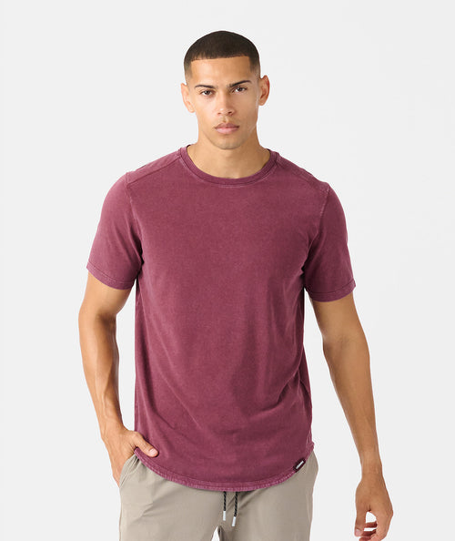 Aviation Tee Curved Hem Washed Fig