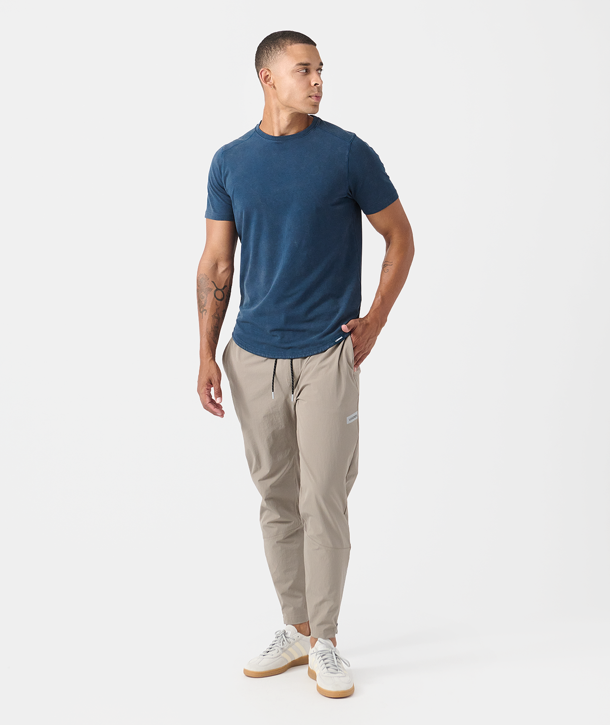 Aviation Tee Curved Hem Washed Teal