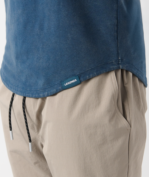 Aviation Tee Curved Hem Washed Teal