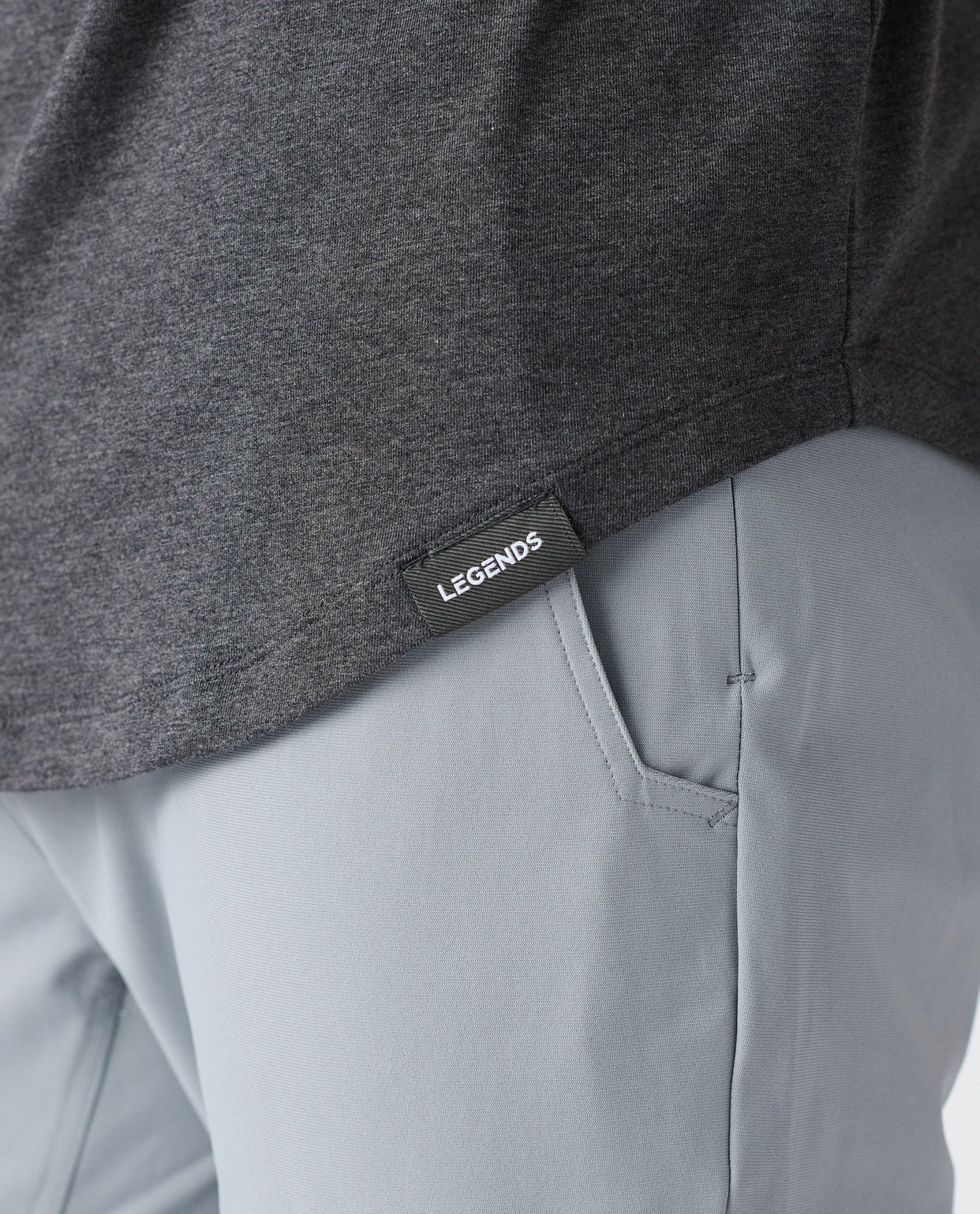 Aviation Tee Curved Hem LS Charcoal Gray Heather
