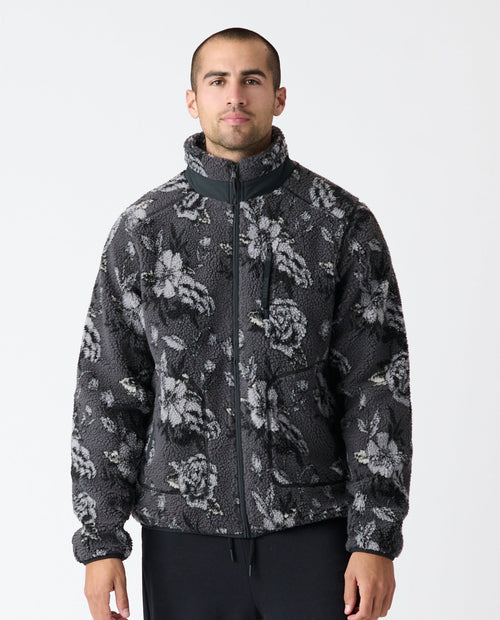 Sherpa Jacket Vintage Floral Charcoal